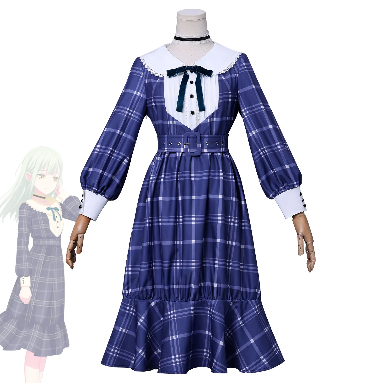 

Japanese Anime Style BanG Dream AveMujica Songstress Figure Leaf Mu Checkered Dress Cosplay Costume