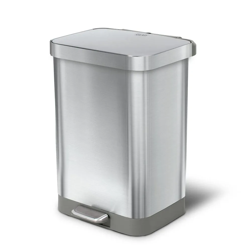 

Glad Stainless Steel Step Trash Can with Clorox Odor Protection | Large Metal Kitchen Garbage Bin with Soft Close Lid