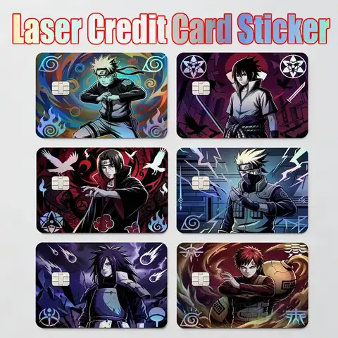 poster Uzumaki Naruto Uchiha Sasuke Sakura Kakashi itachi Laser Reflective Card Skin Sticker For Debit Credit Card