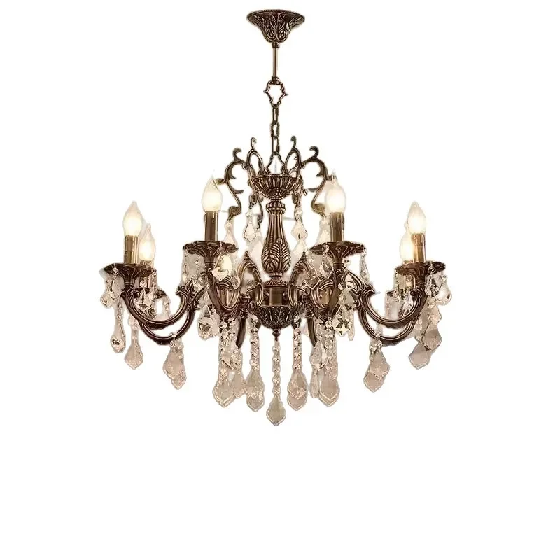 Elegant Copper Candle Crystal Pendant Light Chandelier Ideal For Living Room Bedroom Restaurant Decoration Led Lamp