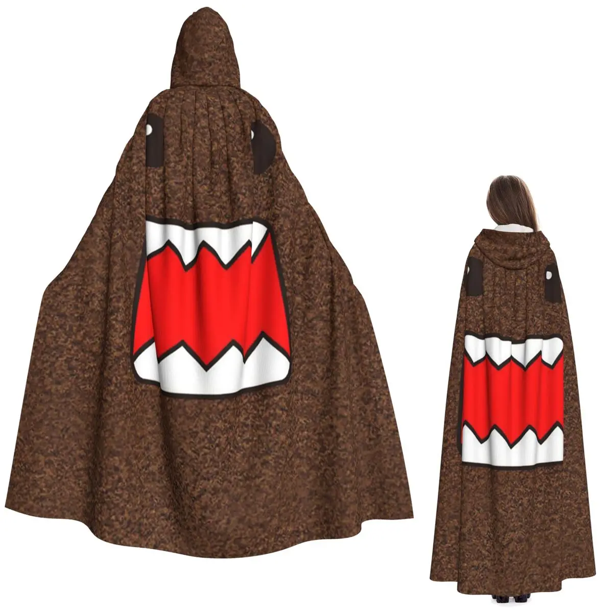

Cute Cartoon Domo Kun Long Hooded Cloak Witch Medieval Costume Cosplay Cape HalloweenVampire Adult Unisex