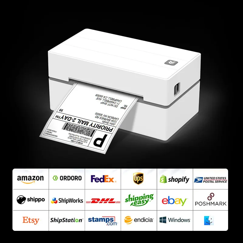 Impressora térmica sem tinta de 4 polegadas, logística expressa, etiqueta de envio, usb, bluetooth, sem fio, 203dpi, impressora de alta velocidade