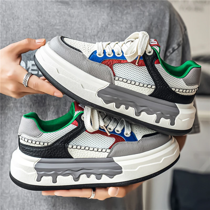 

Мужские модные скейт-кроссовки, удобные нескользящие повседневные кроссовки на шнуровке для активного отдыха на природе.