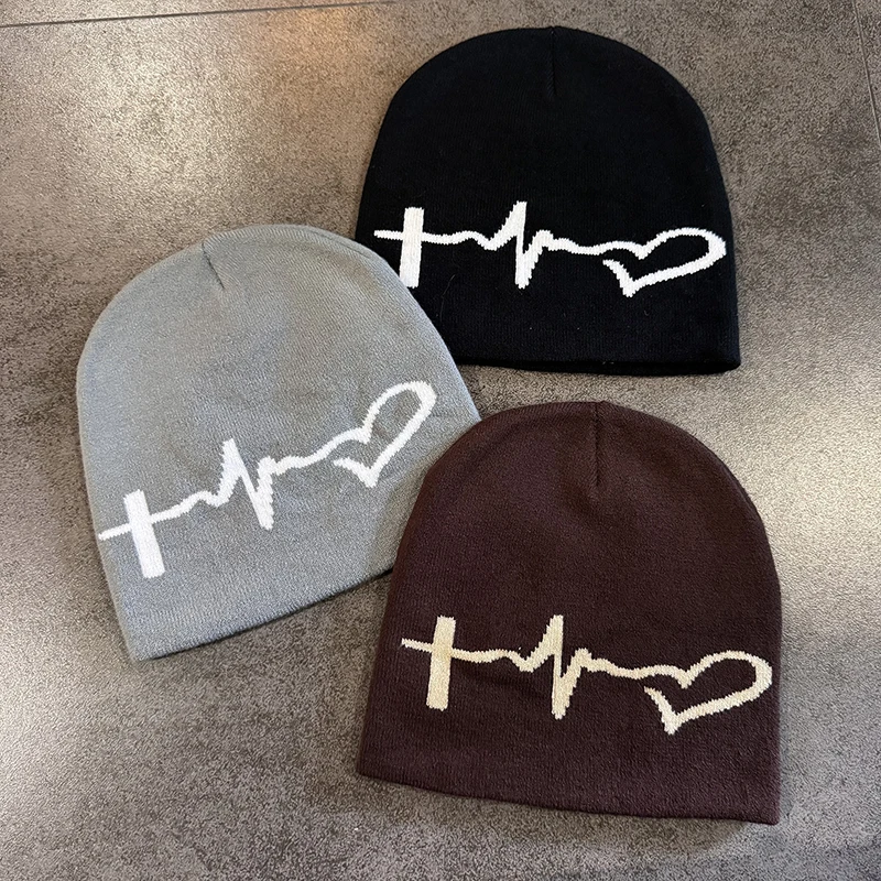 Y2K Print Strickmütze Herbst und Winter Straße neue Unisex warme persönliche vielseitige Mode Nischenmützen