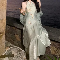 New Chinese Style Cheongsams High Grade Irregular Calligraphy Dress Fashion Qipao Two Piece Set Skirt Women's Summer Hanfu Suit