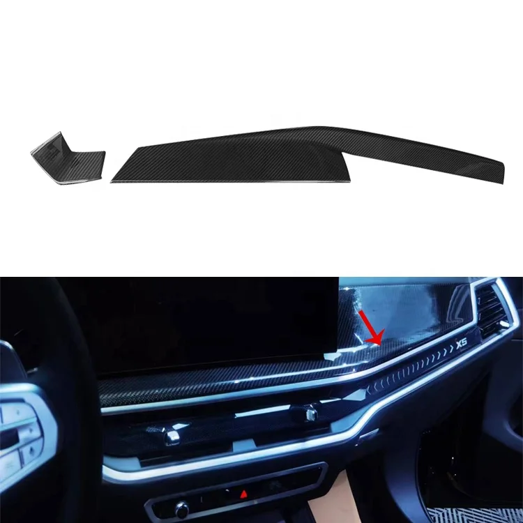 2pcs Real Dry Carbon Interior Kits Dash Cover Dashboard Panels for BMW X5 G05 X5M LCI 2024up