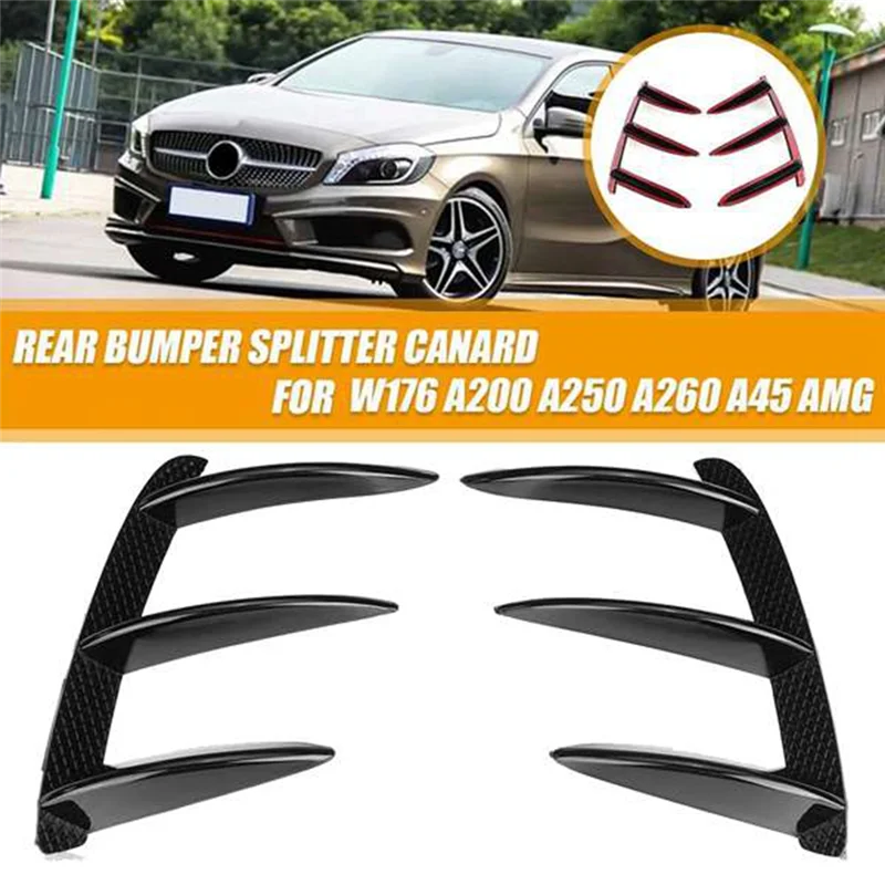 

Trending 4Pcs Car Rear Bumper Splitter Spoilers Canard Trim For Mercedes-Benz W176 A200 A250 A45 AMG Hatchback Sport 2013-2018