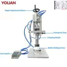 YL-Z Pneumatic Perfume Bottle Spray Cap Crimper Capping Machine For 13/15/18/20mm mouth Bottles Small Glass Bottle Sealer