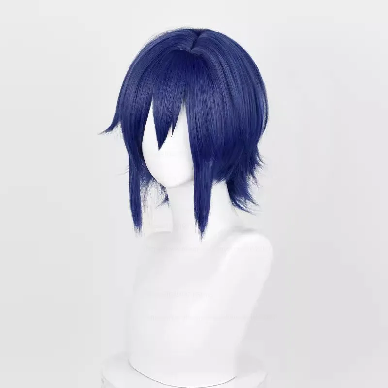 Kaito Cosplay Wig  Short Hair Dark Blue Wig Cosplay Anime Cosplay Wigs Heat Resistant Synthetic Wigs+Wig Cap