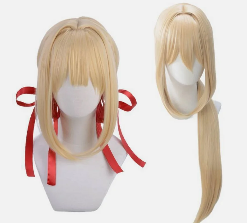 Violet Evergarden Cosplay Wig Light Blonde Hair Halloween Costume Party Wigs