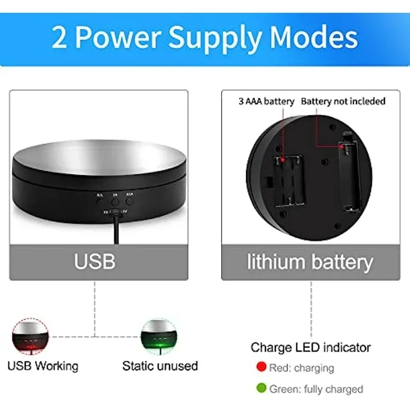 5.4 in Rotating Display Stand,360 Degree Motorized Turntable Display Stand for Photography Products and Shows 138mm Black,White image 6
