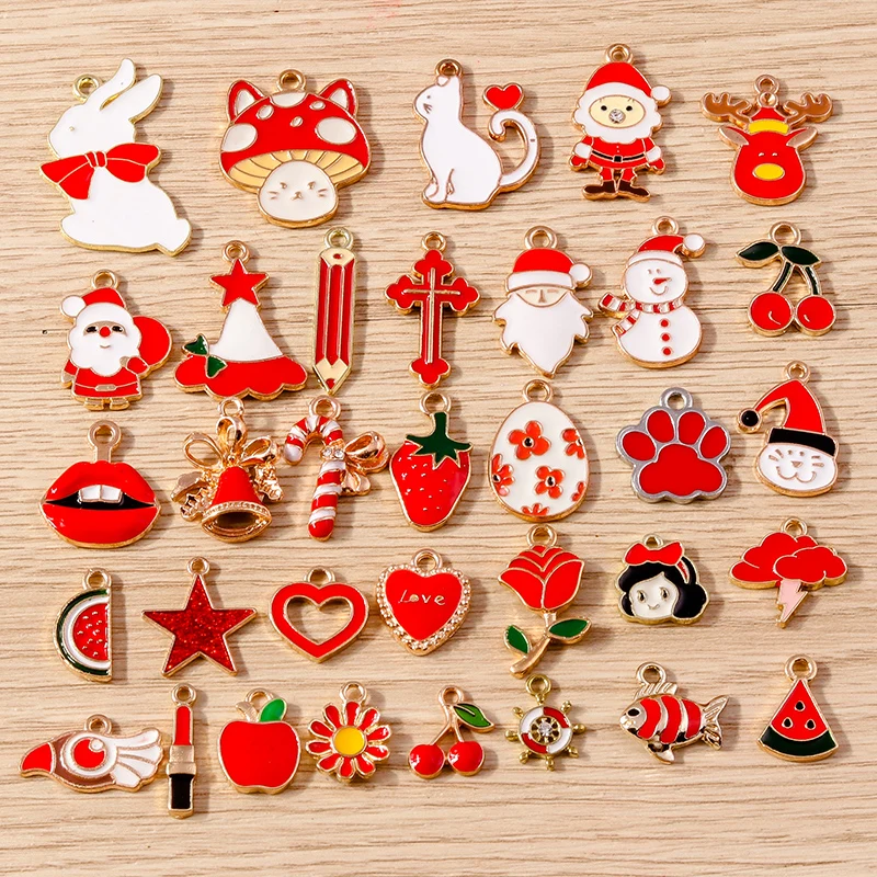 10pcs Mix Random Enamel Animal Flower Heart Rainbow Charms for Jewelry Making Earrings Necklaces Bracelet DIY Crafts Accessories