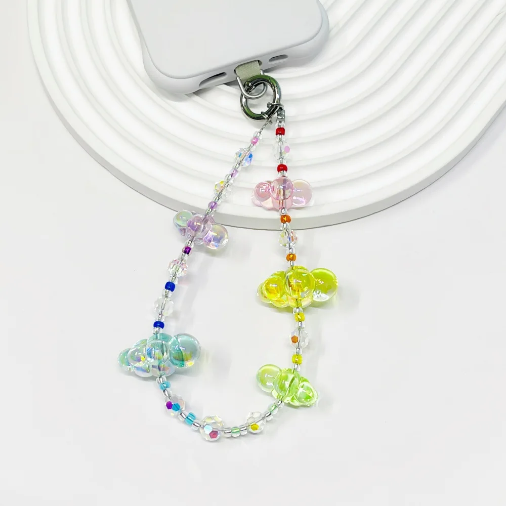 HERLOOK Handmade Colorful Cloud Beaded Phone Strap Sweet Iridescent Cloud Bead Phone Charm Lanyard Cute Y2K Style view 2