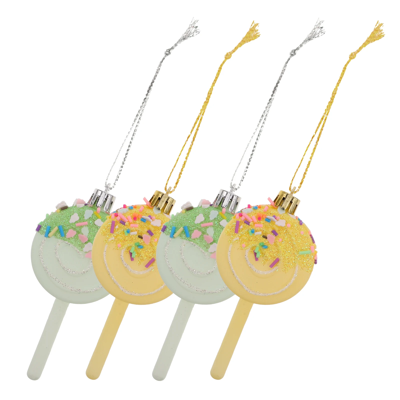 

4 Pcs Lollipop Pendant Christmas Tree Decorations Xmas Topper Candies for Craft