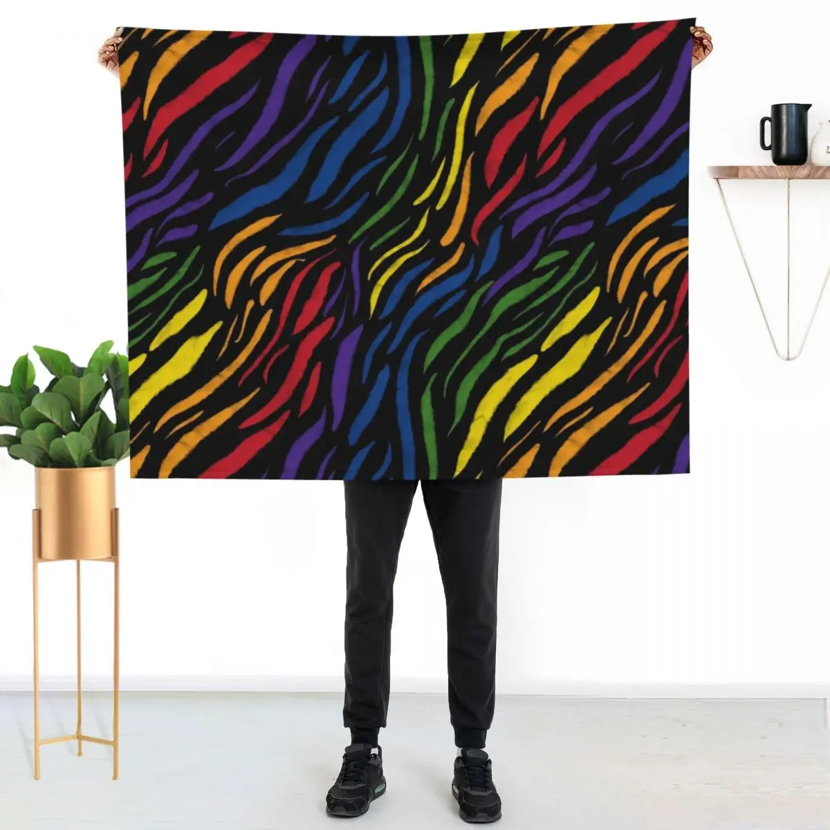 Wild Rainbow Zebra Stripe Throw Blanket Moving Single Bed Decorative Throw Travel Camping Blankets