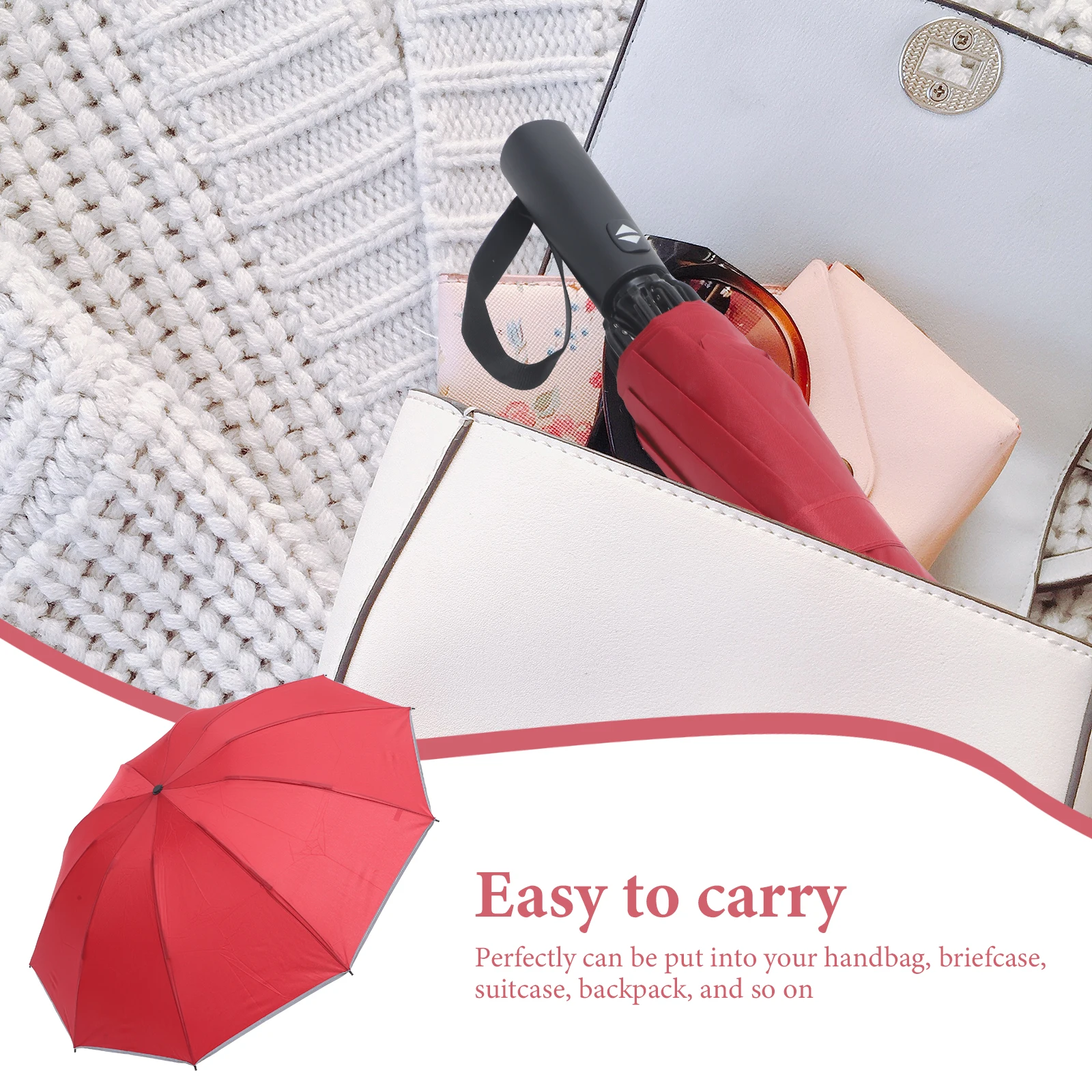 

Foldable Umbrella Compact Reflective Windproof Rainy Day Small Abs Lightweight Durable Portable Water Resistant Automatic Sun