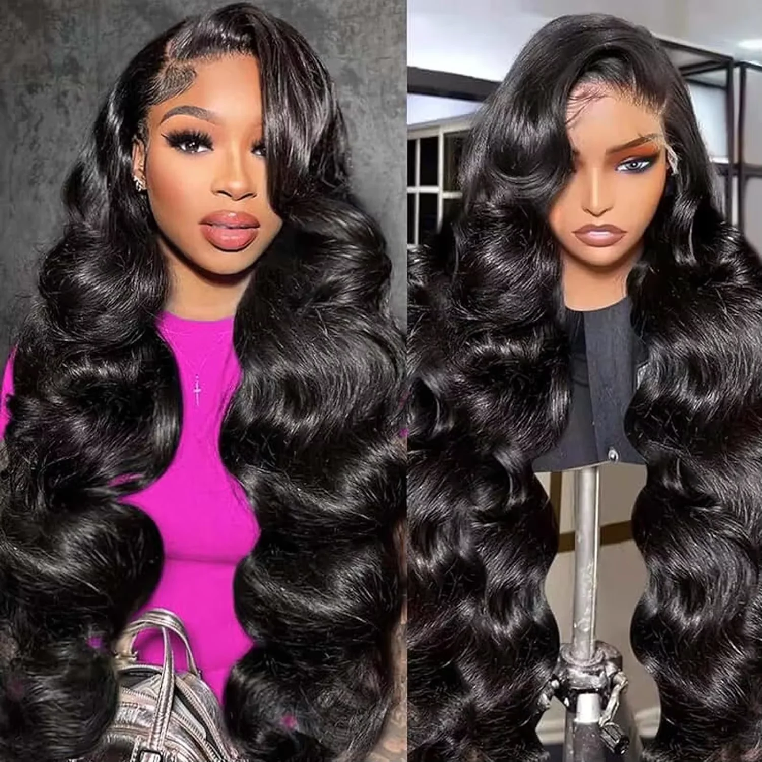 46 Zoll Body Wave Echthaarperücke mit 13x6 13x4 HD-Spitze, transparente Frontalperücke, vorgezupft, brasilianisches Echthaar