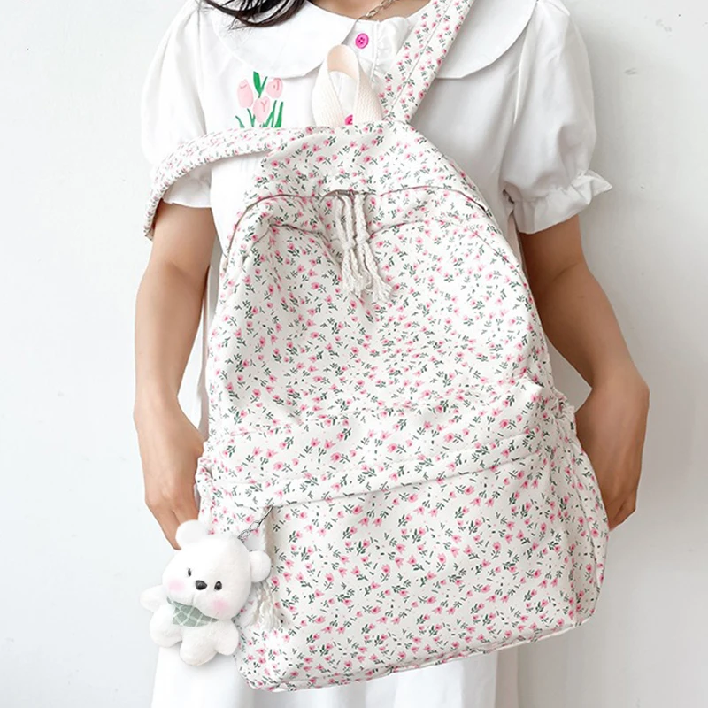 حقائب ظهر ميكي ميني بسيطة ذات سعة كبيرة لطلاب المدارس الثانوية النسخة الكورية حقيبة ظهر مزهرة