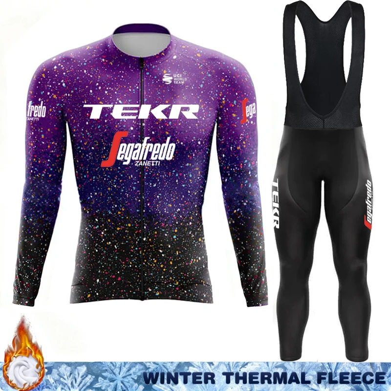 Thermal Jersey Cycling Uniform Man TEKR Winter Fleece Road Bikes Long Sleeve Men Sportswear Set Clothing Men's Bib Jumper Mtb