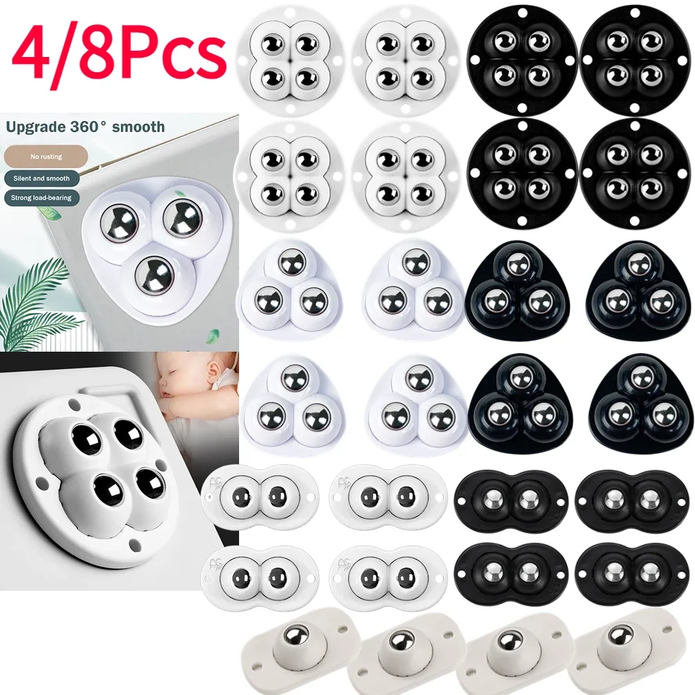 4/8Pcs Self-Adhesive Universal Pulley Rotating Wheels Mini Swivel Casters Wheel for Furniture Storage Box Roller Skate Cabinet