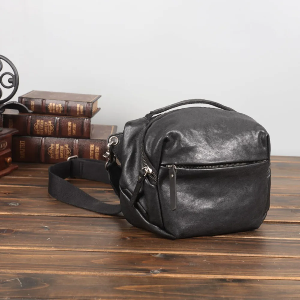 

Vegetable Tanned Leather Multi-functional Shouldermen's Soft Leather Handbag First Layer Cowhide Men's Crossbody Trend Backpack