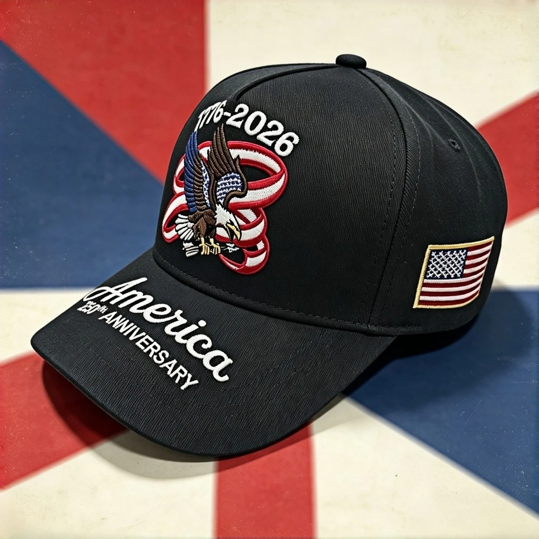 America 250th Semiquincentennial Bald Eagle Ribbon Flag Embroidery Baseball Cap 1776-2026 Patriotic Adjustable Casual Sun Hat In