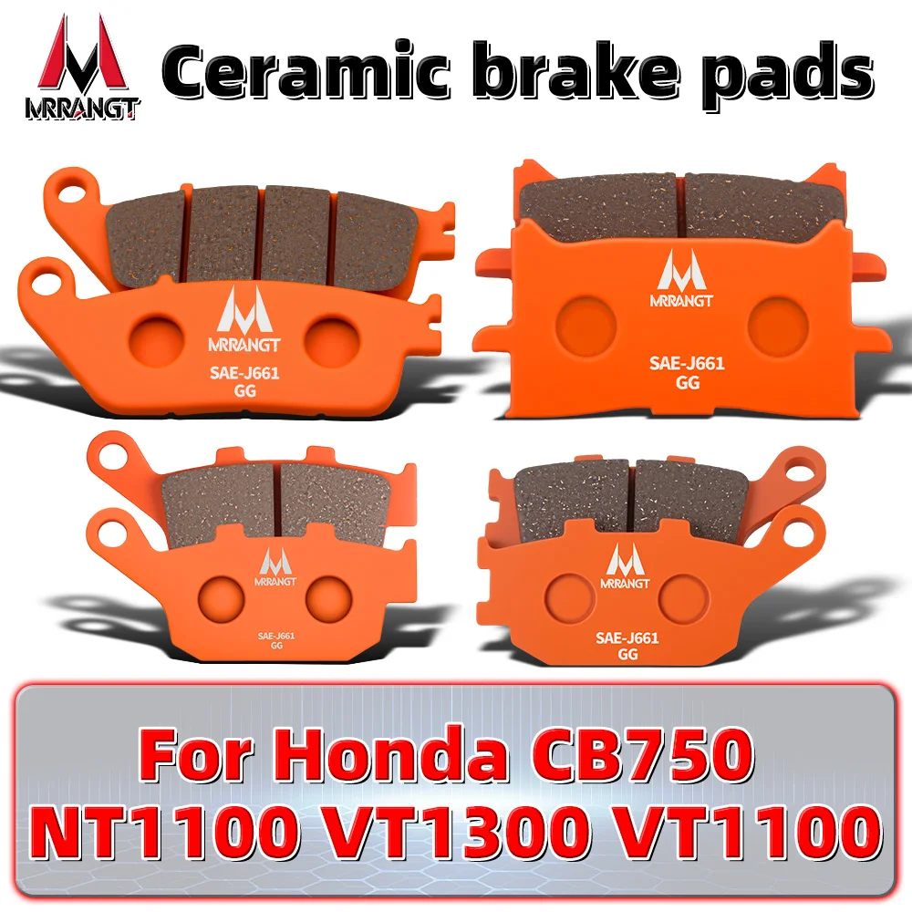 MRRANGT Ceramic Brake Pads Fit for Honda CB750 NT1100 VT1300 VT1100 Motorcycle Front & Rear Brake Pads Set Low Noise