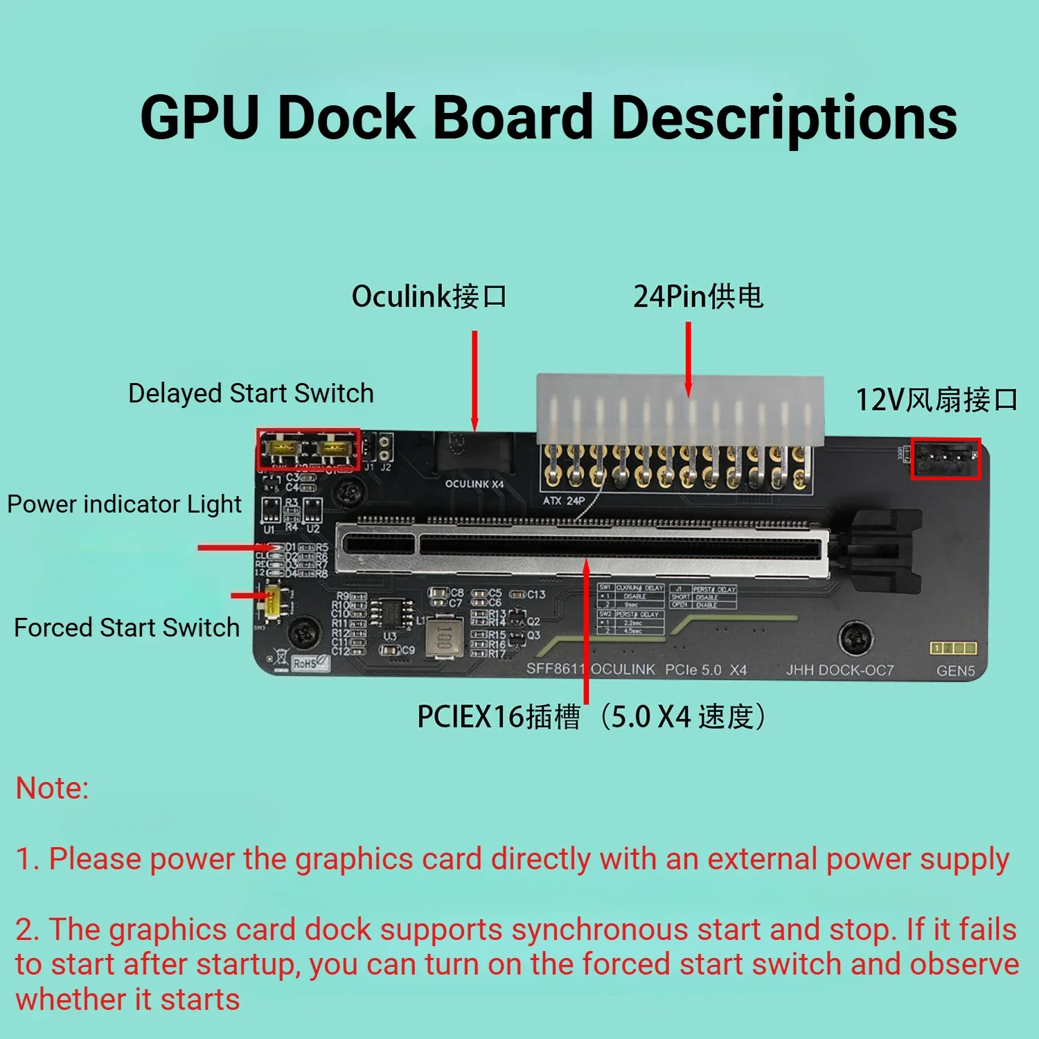ADT-Link PCIE 5.0 X4 eGPU Oculink بطاقة الرسومات الخارجية حوض GDP كمبيوتر محمول M.2 محطة إرساء خارجية 8611 توسيع وحدة معالجة الرسومات للألعاب #3
