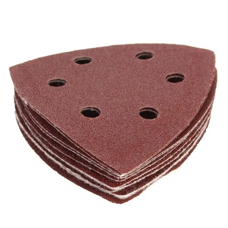 10X Nylon Delta Sand Paper Pads - 90Mm Triangles - 40, 60, 80, 100 & 120 Grit Sanding Sheets