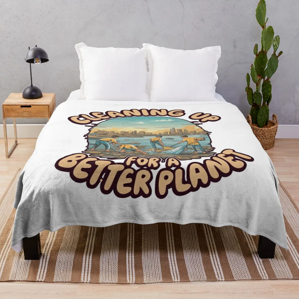 CLEANING UP FOR A BETTER PLANET Throw Blanket anime Quilt bed plaid christmas decoration Blankets