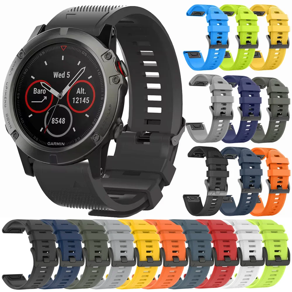 Pulseira de Silicone QuickFit 22mm 26mm para Garmin Fenix 5 5X Plus E 7 7X 6 6X/Fenix8 Pro/Epix Pro/Forerunner 970 965