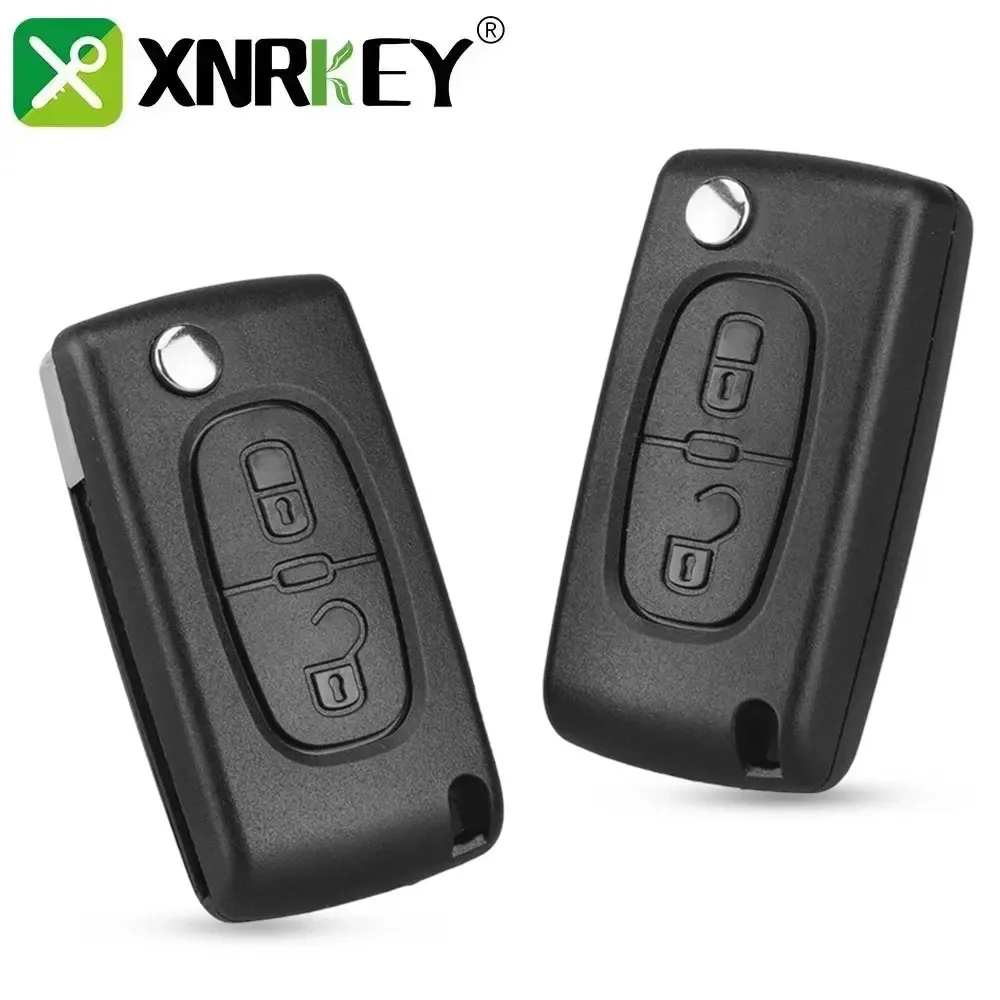 

XNRKEY 2 Buttons Car Flip Remote Key Case Blank Shell For Peugeot 107 207 307 307S 308 407 607 VA2/HU83 Blade 536/523 Key Shell