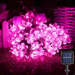 Solar Cherry Garden Blossom Flower Lights Garlands String Lights Solar Outdoor Waterproof Christmas Decoration Lamp