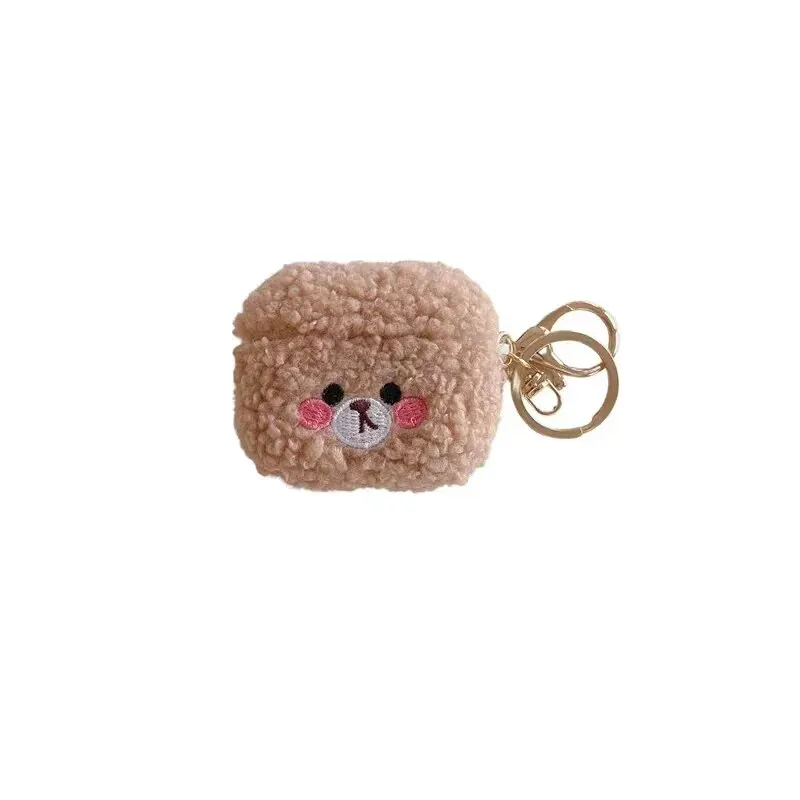 Solid Color Plush Teddy Bear Headphone Cover For Apple Airpods 1, 2, 3 Pro Protective Case Against Falls