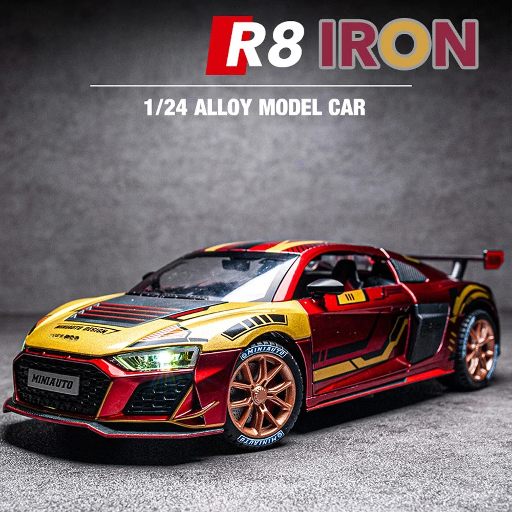 1:24 Audi R8 LMS Alloy Sound Light Model Car-Race-Inspired Collectible for Car Enthusiasts-Highly Detailed, Durable Construction