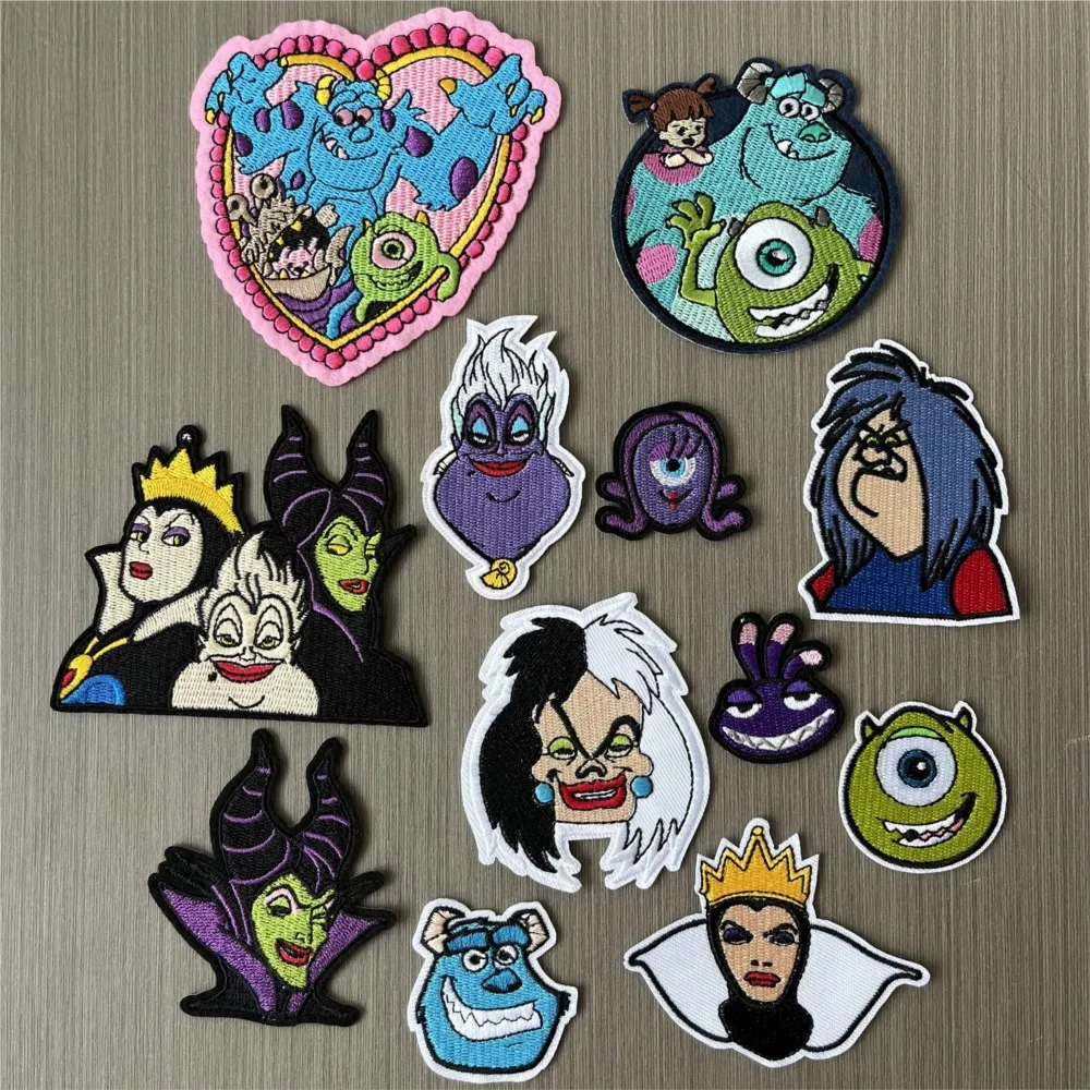 

12Pcs Disney Cartoon Monster Company Anime Witch Iron on Patch North American Film Embroidery Sewing Decor Sticker for Clothing