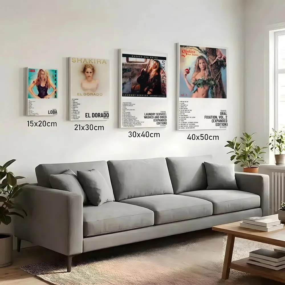 S-Shakira Album Cover Singer Painting Calligraphy HD Canvas Print Poster Wall Art | Optional Frame | Modern Hallway Decor