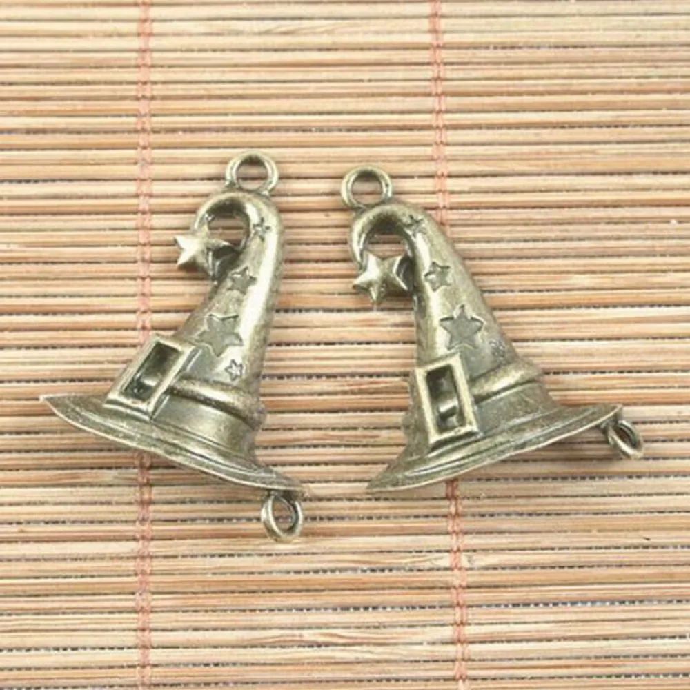 5PCS 35x27mm hole:2.5mm ANTIQUED BRONZE WITCH HAT DESIGN PENDANT H5053