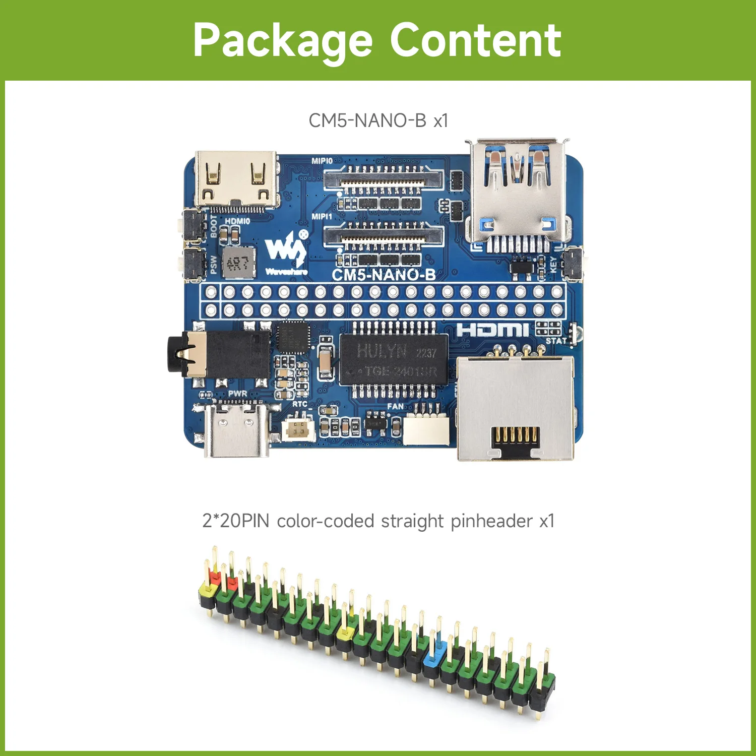 Waveshare Nano Base Board (B) for Raspberry Pi Compute Module 5, Same Size As The CM5, For Evaluating The Raspberry Pi CM5