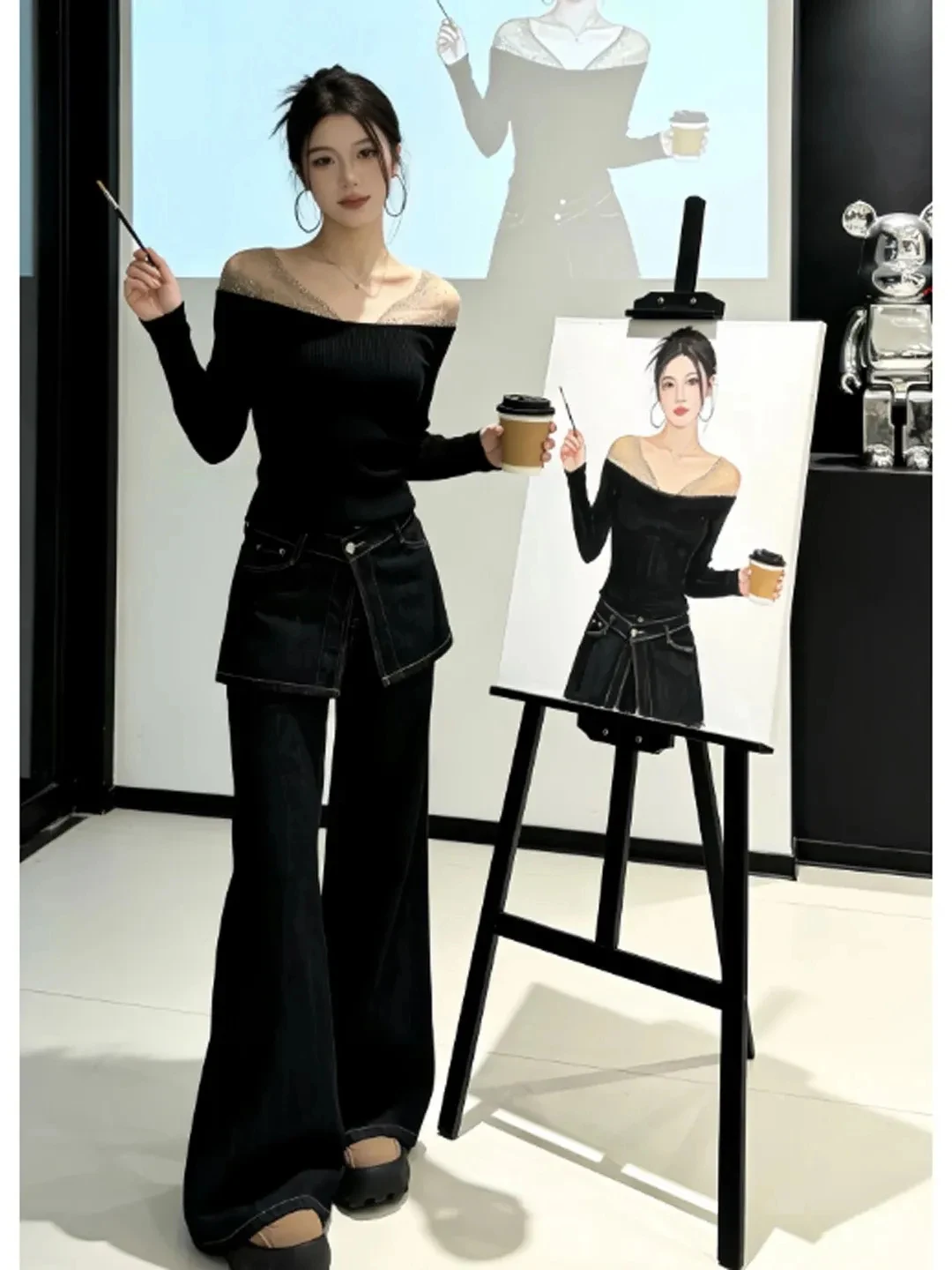 

Женская трикотажная базовая кофта с начесом и блестками, осенне-зимний корейский облегающий топ с длинным рукавом