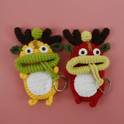 Funny Monster Crochet Keychains Creative Sausage Mouth Dragon Keychain Knitting Doll Cute Storage Bag Keychain Car Keys Holder