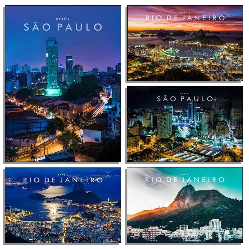 1pc frameless Canvas Painting Travel City Brazil Art Canvas Painting And Print Poster Aurora Mountain Wall Art HD Picture for Li