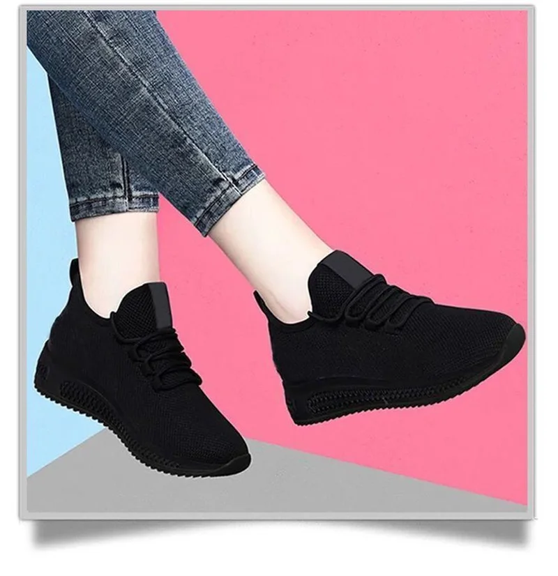 Spring/Summer Fashionable Solid Color Breathable Round Toe Sneakers Women's Casual and Comfortable Thick Sole Soft Sports Shoes image 5