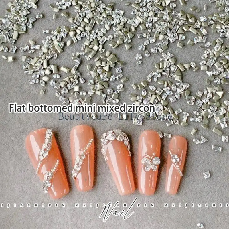 652C 50x Flat Bottom Rhinestones Nails Art Charms Irregular Shaped Crystal Nails Art Decorations for Women