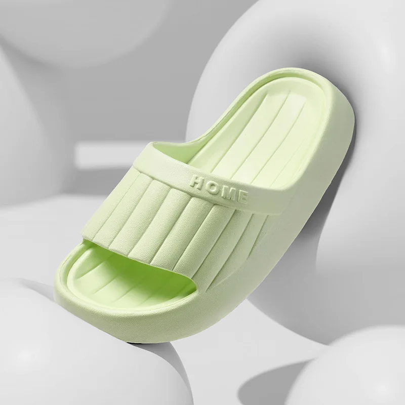 Summer Lovely Solid Color Home Slippers for Women Men Non-slip EVA Bathroom Slides Females Concise Light Sandals Couples Shoes view 3