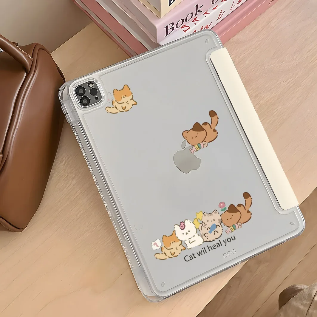 Hello Cat Pen Slot Tablet Case For Mini 7 6 iPad Pro 2024 2022 2021 2020 2019 2018 2017 11 10 9 8 7 6 5 Air7 6 5 4 3 2 1 Cover 2
