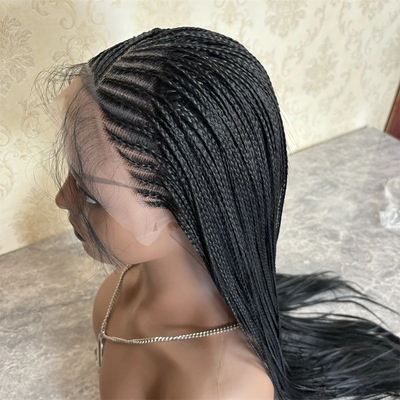 Nieuw In Synthetische Pruiken Cornrow Gevlochten Pruiken Kant Frontale Pruiken Doos Vlechten Voor Afrika Vrouw Vlecht Pruiken Natuurlijke Baby Haren