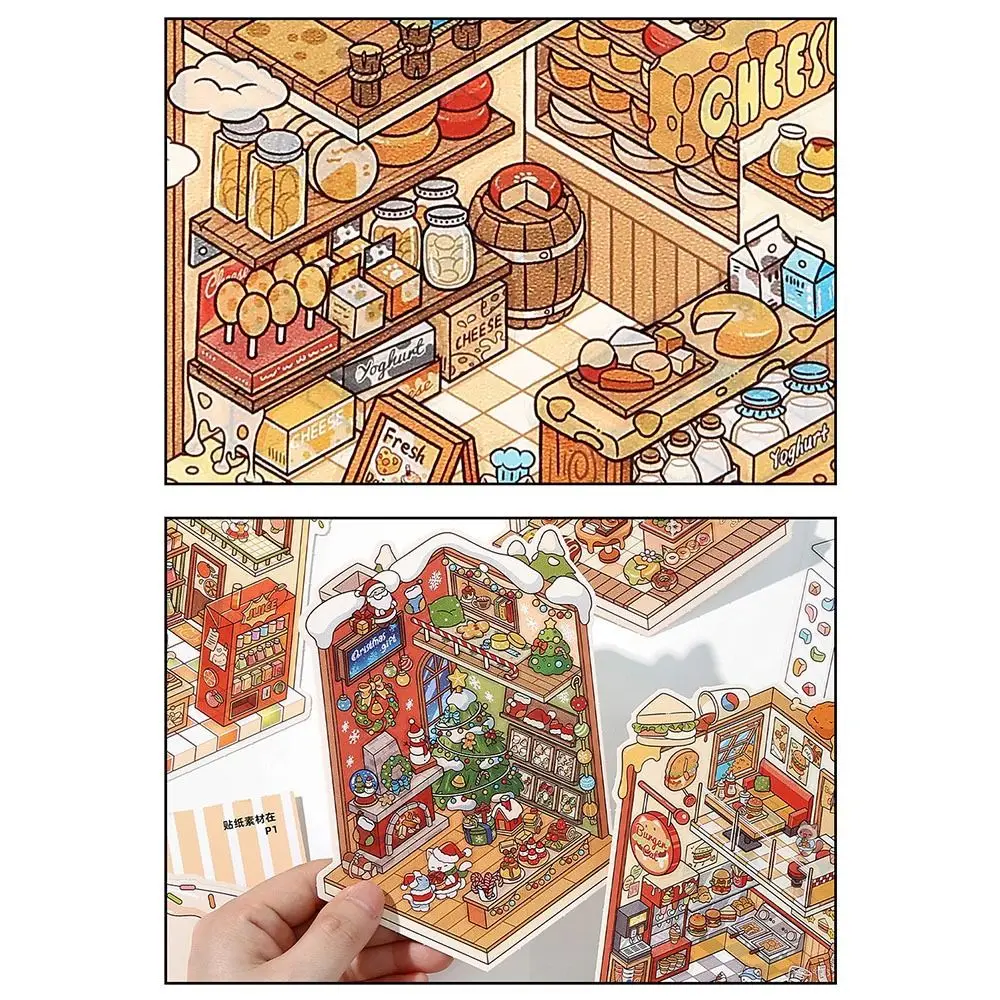 

PET Miniature Landscape Sticker Collection Decompression Visual Stacking 3D Landscape Sticker DIY Game Stickers Children Gift