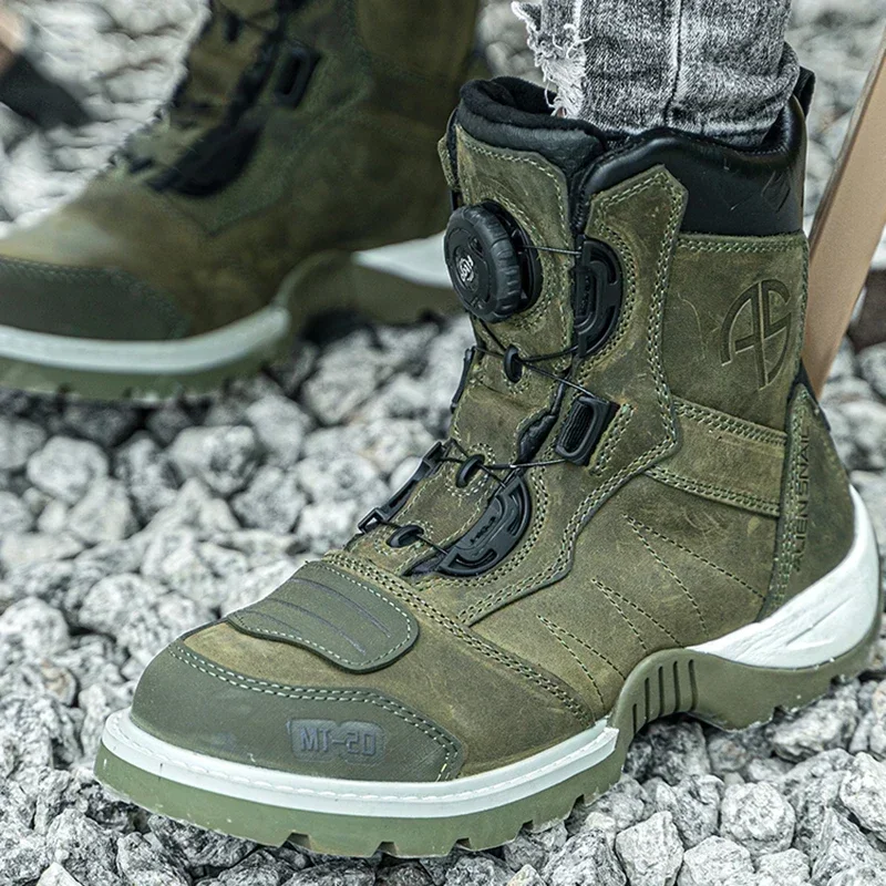 

Motorcycle Boots Men Genuine Leather Waterproof Vintage Moto Casual Riding Shoe Motocross Protection Boots for Women