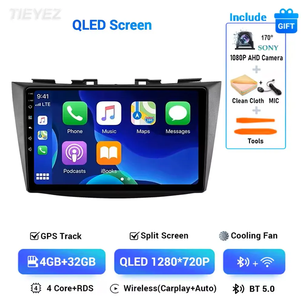 Android 16 autoradio voor Suzuki Swift 4 2011-2017, stereo multimedia videospeler, GPS, draadloze Carplay head unit